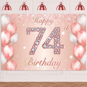 lot 20416 image: DZTRELFK 74th Birthday Banner Rose Gold 71x47