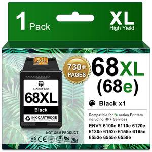 lot 20422 image: Binksyler 68XL Black Ink Cartridge for HP Envy