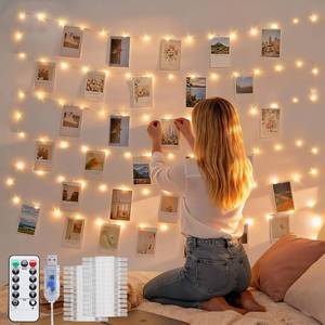 lot 20439 image: JMEXSUSS Photo Clips String Light, 100LED 33ft