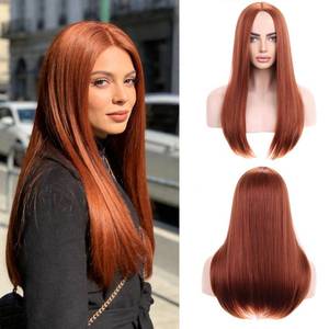 lot 20467 image: MAGQOO 20 Inch Dark Orange Straight Wig Middle Part