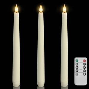 lot 20478 image: Homemory Flameless Taper Candles with Remote, 9.6 inches, 3-Piece Set