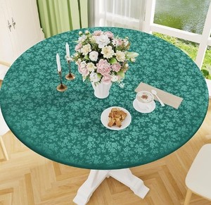 lot 8130 image: Smiry Waterproof Vinyl Fitted Tablecloth 45-56 Round