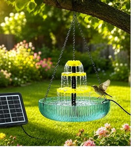 lot 8391 image: YUANXIAOMIAO Solar Hanging Bird Bath Fountain 3-Tier
