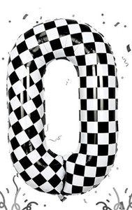 lot 8429 image: Isndare 40 Inch Checkered Foil Number 0 Balloon