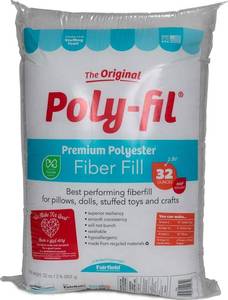 lot 1170 image: Fairfield The Original Poly-Fil, Premium Polyester Fiber Fill, Soft Pillow Stuffing, Stuffing for Stuffed Animals, Toys, Cloud Decorations, and More, Machine-Washable Poly-Fil Fiber Fill, 32-ounce Bag