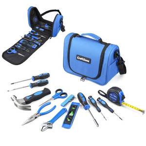 lot 1175 image: Blue Tool Set  Tool Bag with Shoulder StrapBasic Tool Kit  21-Piece Basic Household Hand Tool Kit  Home Repair Tool Set Bag for DormOfficeDIYDeskApartment