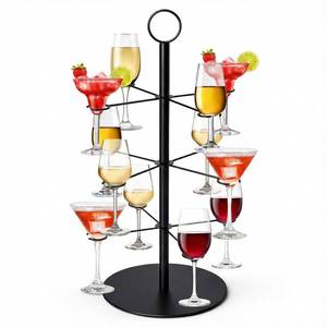 lot 1177 image: AOZUO 3 Tier 12 Holders Metal Drink Tower, Cocktail Tree Stand for Parties, Wine Glass Holder Stand for Bar Champagne Tower Martinis Stands Mimosa Towers