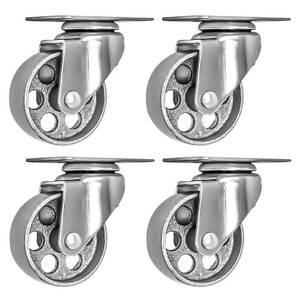 lot 1178 image: 4 All Steel Swivel Plate Caster Wheels Heavy Duty High-Gauge Steel Gray (3 Plate)