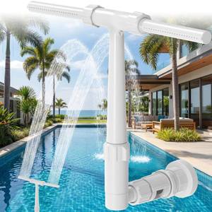 lot 1179 image: Pool Fountain for Above and In-Ground Pools, Dual Spray Waterfall Sprinkler Fountain, Above Ground Pool Accessories, Adjustable Waterfall Cooling and Relaxation(White)