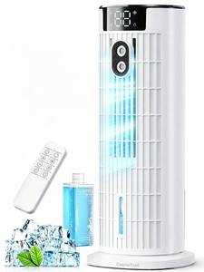 lot 1187 image: Portable Air Conditioners, 4 in 1 Evaporative Air Cooler, 1000ML Tower Fan with Remote, 3 Wind Speeds&Turbo Mode, 2 Mist,10H Timer, 90° Oscillation Portable AC for Home, Office CoamoTrail (Beige)