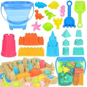 lot 1190 image: RACPNEL Beach Toys with Collapsible Bucket, Sand Castle Kit for Kids 3-12