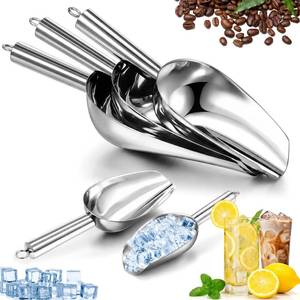 lot 1191 image: Tioncy Stainless Steel Ice Scoop Set of 5 (3691216 Oz), Food Grade Metal Scoops with Hanging Loop, Dishwasher Safe, for Ice Bucket, Candy, Popcorn, Dog Food, Coffee, Kitchen & Bar