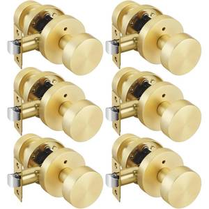 lot 1215 image: Goldenwarm Gold Door Knobs Interior Privacy, Zinc Alloy Keyless Brushed Gold Door Knobs for Bedroom Bathroom, Heavy Duty Interior Door Knob - Adjustable & Reversible (6 Pack)