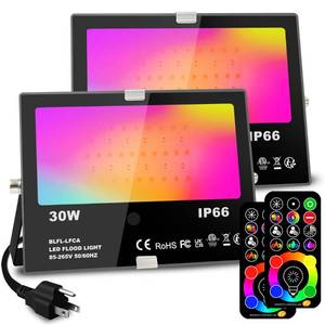 lot 2073 image: Led Flood Light Outdoor 30W, 300W Equivalent, Color Changing RGB Lights
