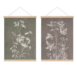 lot 2078 image: 2PCS Boho Wall Art Poster Hanger, boho Minimalist Botanical Print Hanging Banner Wall Art Decor for Rustic Vintage Farmhouse Home Kitchen Decor office living room bedroom dorm Flag Banner