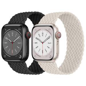lot 2091 image: 2 Pack Braided Solo Loop For Apple Watch Band 40mm 41mm 42mm 44mm 45mm 46mm 38mm 49mm Ultra 3 2 Women men,Stretchy Woven Nylon Elastic Strap Wristbands For iWatch Series 11109876543SE 2SE 3