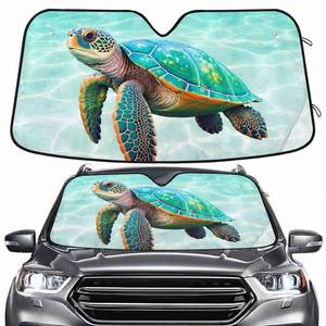 lot 2095 image: Sea Turtle Teal Windshield Sun Shade for Car Auto SUV Truck Foldable Front Window Sunshade Sun Visor Protector Block UV Rays Reflect Heat, 55 x 28