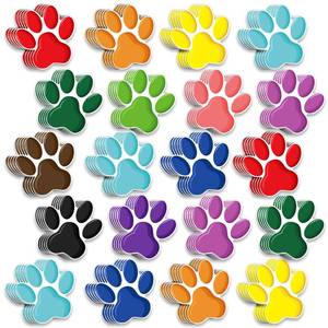 lot 2097 image: Junkin 120 Pcs Paw Print Cutouts Mini Paw Print Accents Claw Bulletin Board Decorations Colorful Paper Dog Claw Cutouts for Kids Educational School Classroom Home Party Supplies