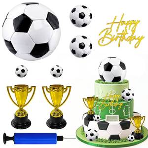 lot 2106 image: Lukinuo Large Soccer Ball Cake Toppers Soccer Birthday Cake Decoration Sports Ball Player Cake Decorations for Men Boy Football Sport Theme Birthday Party Suppplies