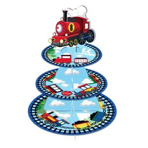 lot 2109 image: CC HOME Train Cupcake Stand 3 Tier Little Train Party Supplies Cake Stand for Kids Birthday Party Decorations