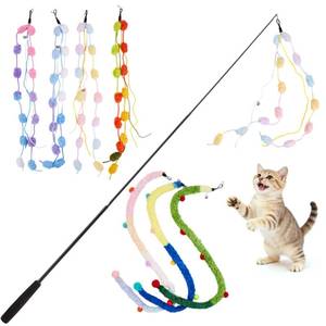lot 2118 image: PATTEPOINT Cat Wand Toy, 8Pcs Retractable Plush Srtip Cat Teaser Wand Toys