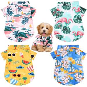 lot 2119 image: Weewooday 4 Pack Hawaiian Dog Shirts Summer Tropical,Lovely Style,Large