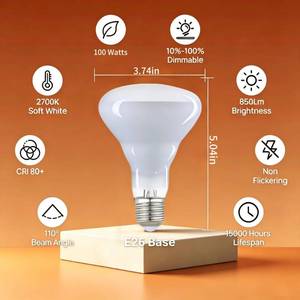 lot 2120 image: FMLAD BR30 Flood Incandescent Light Bulbs 100W, 2700K Soft White, E26 Base, 110V-130V, 100 Watt Reflector Indoor Flood Light Bulb, 620 Lumens (2-Pack)