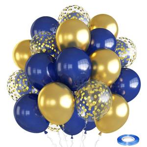 lot 2126 image: Balloons Navy Blue and Gold, 12 Inch Navy Blue Metallic Chrome Gold and Confetti Latex Balloons, Blue Gold Party Balloons Helium Balloon Set for Boys Birthday, Wedding, Baby Shower Party Decorations