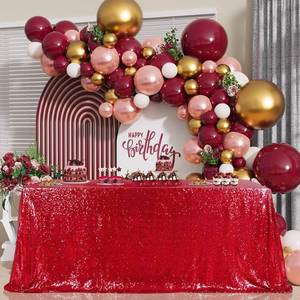 lot 2131 image: B-COOL Rectangle Sequin Tablecloth Christmas Red Table Cloth 60x102inch