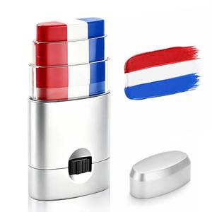 lot 2143 image: Red White Blue Face & Body Paint Stick, Sports Eye Black-Style Makeup Stick, Soccer Fan Makeup, Waterproof Sweatproof Cream Paint for Football Baseball Fans, Patriotic Game Day Makeup for 4th of July