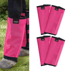 lot 2168 image: Harrison Howard Loose Fitting Fly Boots UV-Protective Extra Tough Mesh Ventilated Four Fasteners Stay-on Design Protect Horse Legs & Stomp-Reducing Set of 4 Magenta Large