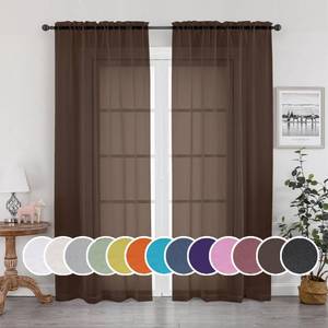lot 2180 image: OWENIE Sheer Chocolate Curtains, Sheer Curtains 84 inch Length 2 Panels Set, Rod Pocket Voile Fimly Sheer Drapes for Living RoomBedroom, 2pcs, Each 42 W x 84 L