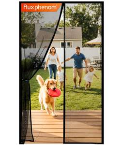 lot 2181 image: Flux Phenom Magnetic Screen Door - Bugs Out, Breeze in - 9min Install Auto-Sealing Heavy Duty Double Stitched Mesh, 52 Magnets, Hands Free Sliding & Patio Doors Net, Pet & Kid Friendly, 38 x 82 Inch