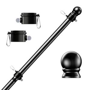 lot 2189 image: PHITRIC Flag Pole, Tangle Free Spinning Stainless Steel Rustproof Flagpole for 3x5 Sports Fan Outdoor Flags for Outside House (Black, 5FT, Without Bracket)