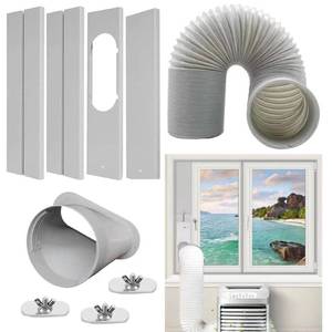 lot 3424 image: Portable Air Conditioner Window Vent Kit, Adjustable Window Seal Slide Kit Plate for Portable Air Conditioner Kit Sliding Window AC Vent Kit Fit for Exhaust Hose with 5.113cm Diameterr.