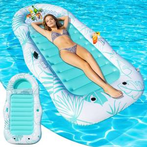 lot 3428 image: Shinepool Inflatable Pool Floats Adult, 87x 47 Large Pool Lounger Float with Storage Cooler for Pets, 2 in 1 Tanning Pool Floaties wCup Holders & Headrest for Backyard, Beach & Lake Water Party Toy