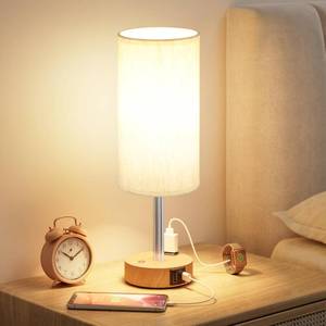 lot 3431 image: Touch Bedside Table Lamp for Bedroom, Stepless Dimmable, USB AC, AC Outlet