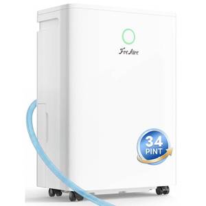 lot 3433 image: FreAire 2500Sq.Ft Dehumidifier,34Pint Dehumidifiers for Home, Quiet Dehumidifier for Basement, Bedroom, Bathroom,6.56FT Drain Hose, 0.66Gal Water Tank,3-Color Humidity Light