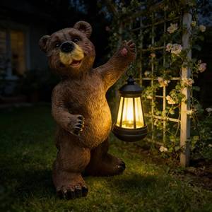 lot 3434 image: GATSUNS Solar Lantern Garden Statues Decor, 14 Large Outdoor Bear Figurine Lights for Yard Patio Decoration - Unique Christmas Housewarming Gifts for Grandma Wowen Mom Brown