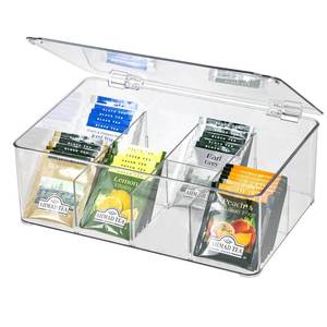 lot 3450 image: ZEXALOR Clear Tea Bag Organizer, Dresser Organizers Drawer Organzier Storage Container with Removable Dividers, Plastic Storage Bin with Lid, Organizer for Scarves Ties Bras