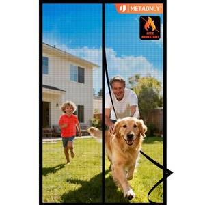lot 3465 image: METAONLY Fiberglass Magnetic Screen Door Mesh, Works for Patio, Sliding Door, Keeps Bug Mosquito Out, Fresh Air Flow, Fits 31 x 81 Door - Curtain Size 33 x 83, Black