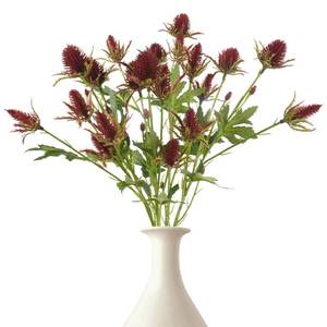 lot 4010 image: HUIANER Artificial Thistle Spray Eryngium Flowers 2pcs Artificial Real Touch Eryngium Artificial Sea Holly Flowers for Wedding Bridal Bouquet Wreath Table Centerpiece Outdoor Decor (Red)