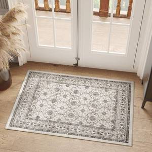 lot 4022 image: jinchan 2x3 Vintage Floral Area Rug, Washable Entryway Rug, Beige