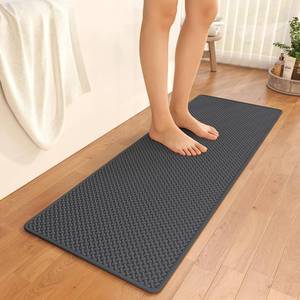lot 4025 image: YDKGL Bathroom Runner Non Slip, Foam Weave Texture Bath Mat, Grey 16x47