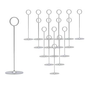 lot 4027 image: Urban Deco 16 Pieces Table Card Holder 8 inches Silver Place Steel Card holders for Photos, Food Signs, Memo Notes, Weddings, Restaurants, Birthdays.