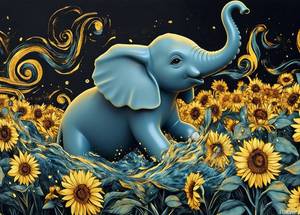 lot 4459 image: 1000 Piece Adult Jigsaw Puzzle Chubby Elephant Calf with Big Ears Whimsical Animal Puzzles Ideal for Exercising Your Brain and Hands Gifts for Your Friends and Family 19.69x27.56in