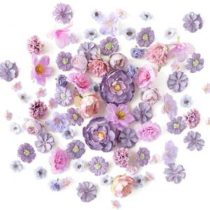 lot 4463 image: Floroom Mini Artificial Flower Heads Lavender & Purple Fake Peony Daisy Rose Multicolor Small Faux Silk Flower Heads for Cake Craft Garland Wedding Party Graduation Cap DIY Home Decoration, 0.8-3.6
