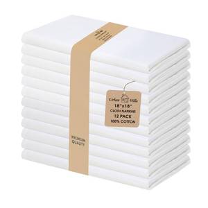 lot 4465 image: Urban Villa Cloth Napkins White Dinner Napkins Set of 12 (18X18) 100% Cotton Absorbent Washable Durable Reusable Ideal for Hotel Collection Farmhouse Parties Restaurant Lunch Dinner Napkins