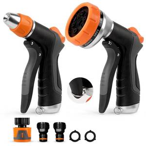lot 4477 image: HOOFUN 2 Pack Garden Hose Nozzle High Pressure 10 & 2 Water Hose Nozzle