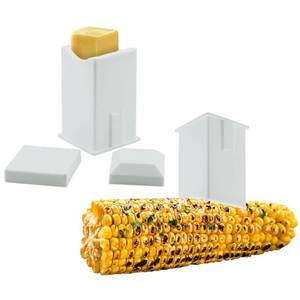 lot 4492 image: 2Pack Butter Spreader Plastic Dishwasher Safe Corn Cob Butterer Holder with Built-in Cover Corn Cob Butter Holder Spreads Butter Dispenser On Pancakes, Waffles, Bagels and Toast Dispenser
